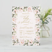 赤面ピンクフローラベビーシャワーガール 招待状 (スタンド正面)