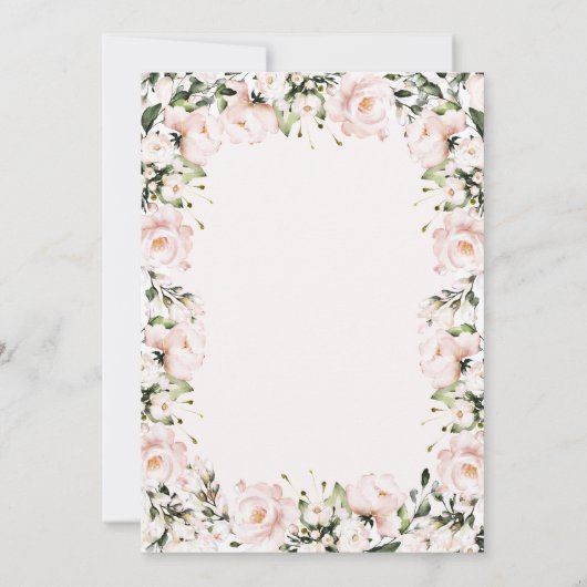 赤面ピンクフローラベビーシャワーガール 招待状 (裏面)