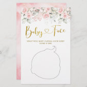 赤面ピンクフローラベビーシャワーベビー顔ゲーム (正面/裏面)