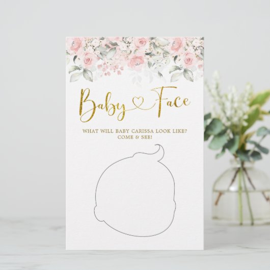 赤面ピンクフローラベビーシャワーベビー顔ゲーム (スタンド正面)