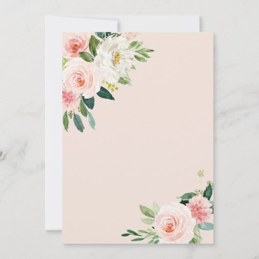 赤面ピンクフローラベビーシャワー招待状 招待状 (裏面)