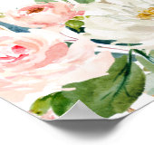 赤面ピンクフローラベビーシャワー歓迎サイン ポスター (角)