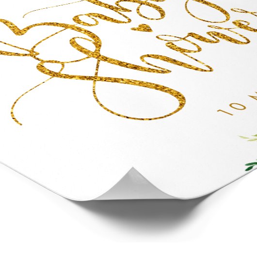 赤面ピンクフローラベビーシャワー歓迎サイン ポスター (角)