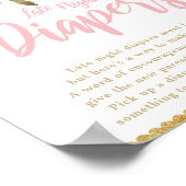 赤面ピンクフローラベビーシャワー深夜おむつ ポスター (角)