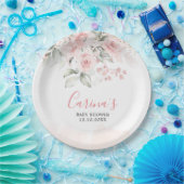 赤面ピンクフローラベビーシャワー紙プレート ペーパープレート (パーティー)