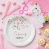 赤面ピンクフローラベビーシャワー紙プレート ペーパープレート (パーティー)