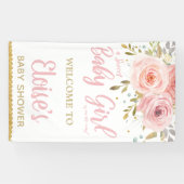 赤面ピンクフローラベビーシャワー背景ウェルカム 横断幕 (横)