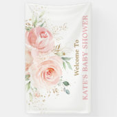 赤面ピンクフローラベビーシャワー背景ウェルカム 横断幕 (縦)