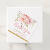 赤面ピンクフローラベビーシャワー誕生日ありがとう フェイバータグ (インサイチュ)