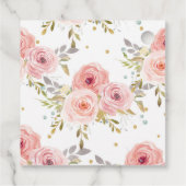 赤面ピンクフローラベビーシャワー誕生日ありがとう フェイバータグ (裏面)