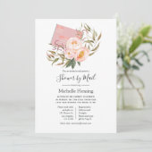 赤面ピンクフローラベビー又はブライダルシャワーバイメール 招待状 (スタンド正面)