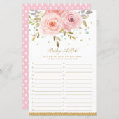 赤面ピンクフローラベビーABCおもしろいベビーシャワーゲーム (正面/裏面)