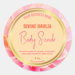赤面ピンクフローラベージュ金ゴールドフレーム製品ラベル ラウンドシール