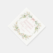 赤面ピンクフローラボウベビーガールシャワー スタンダードカクテルナプキン (角)