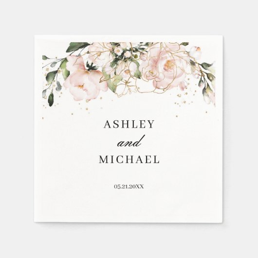 赤面ピンクフローラボホナプキンスモダントレンディー スタンダードカクテルナプキン (正面)