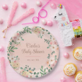 赤面ピンクフローラボホベイビーシャワー ペーパープレート (パーティー)