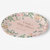 赤面ピンクフローラボホベイビーシャワー ペーパープレート (アングル)