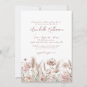 赤面ピンクフローラボホベイビーシャワー 招待状 (正面)