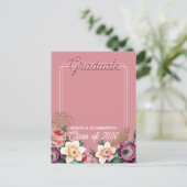 赤面ピンクフローラボホ卒業発表 ポストカード (スタンド正面)