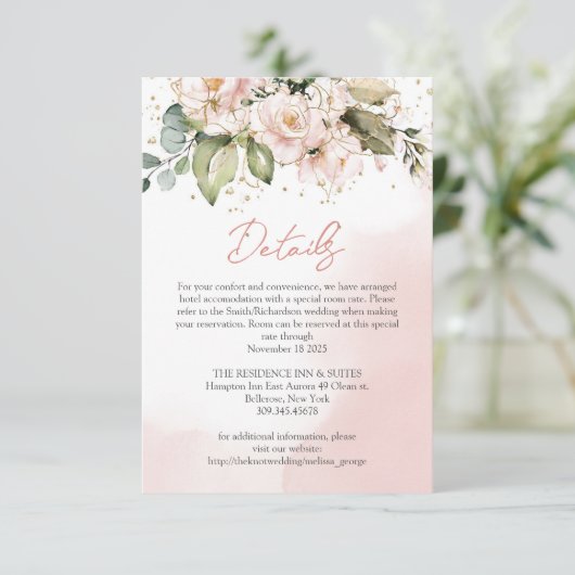 赤面ピンクフローラボホ結婚の詳細カードシック エンクロージャーカード (スタンド正面)