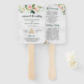 赤面ピンクフローラボホ結婚式 プログラムハンドファン ハンドファン (正面&裏面)