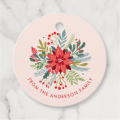 赤面ピンクフローラポインセチア花束クリスマス フェイバータグ (正面)