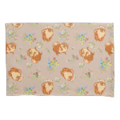 赤面ピンクフローラポメラニア犬犬 枕カバー (正面)