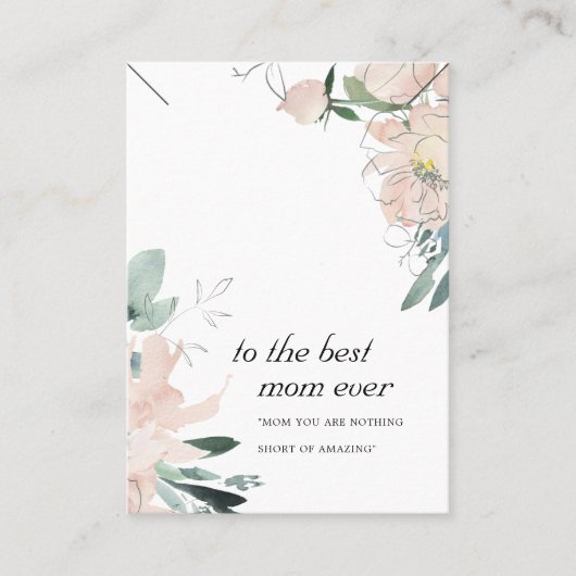 赤面ピンクフローラママギフトネックレスディスプレイカード プレイスカード (正面)