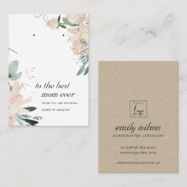 赤面ピンクフローラマムギフトネックレスイヤリングカード プレイスカード