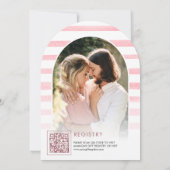 赤面ピンクフローラムーンアーチネイビーブライダルシャワー 招待状 (裏面)