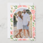 赤面ピンクフローラメイスンジャール写真ブライダルシャワー 招待状 (裏面)