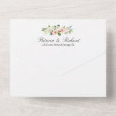 赤面ピンクフローラモノグラムエレガントな結婚式 オールインワン招待状 (裏面)