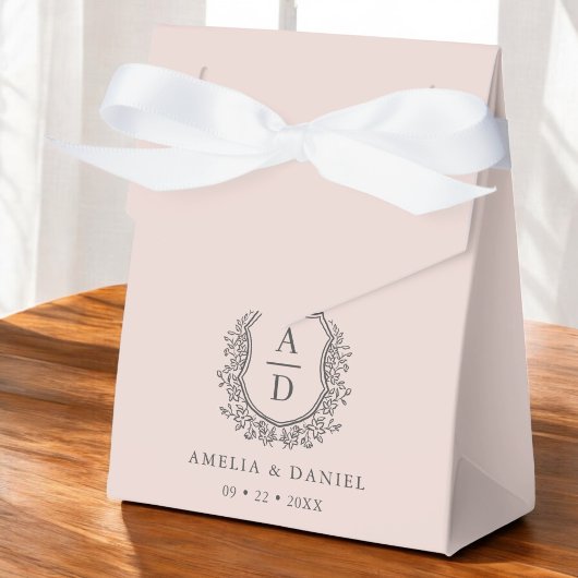 赤面ピンクフローラモノグラ結婚ムの紋章モダン フェイバーボックス