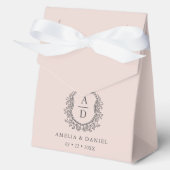 赤面ピンクフローラモノグラ結婚ムの紋章モダン フェイバーボックス (正面)