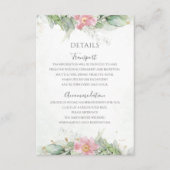 赤面ピンクフローラユーカリグリネリー金ゴールド結婚ズ エンクロージャーカード (正面)