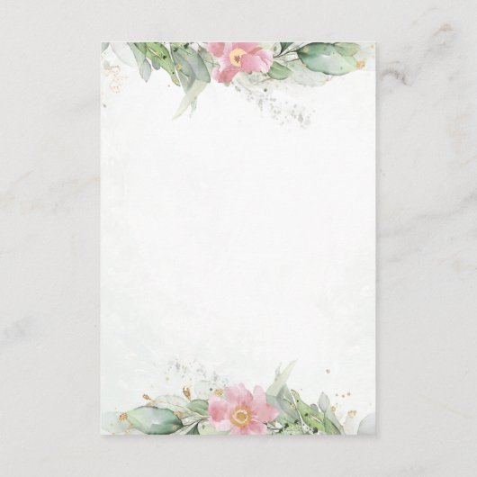 赤面ピンクフローラユーカリグリネリー金ゴールド結婚ズ エンクロージャーカード (裏面)