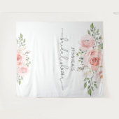 赤面ピンクフローラユーカリブライダルシャワー タペストリー (正面(横))