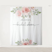 赤面ピンクフローラユーカリブライダルシャワー タペストリー (正面)