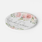 赤面ピンクフローラユーカリブライダルシャワー ペーパープレート (アングル)