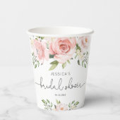 赤面ピンクフローラユーカリブライダルシャワー 紙コップ (裏面)