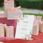 赤面ピンクフローラユーカリプタスカードのギフトサイン 台座サイン