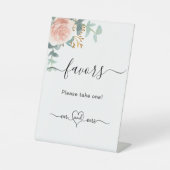 赤面ピンクフローラユーカリ結婚式の引き出物 台座サイン (正面)