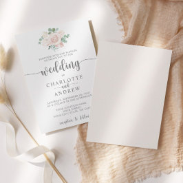 赤面ピンクフローラユーカリ結婚式招待状 招待状