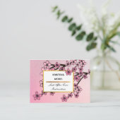 赤面ピンクフローララッシュアフターケアラッシュサロン 名刺 (スタンド正面)