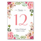 赤面ピンクフローララップ結婚のテーブル番号 テーブルナンバー (裏面)