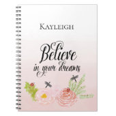 赤面ピンクフローララディバ信じグ ノートブック (正面)