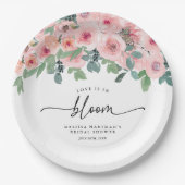 赤面ピンクフローララブイズイン開花ブライダルシャワー ペーパープレート (正面)
