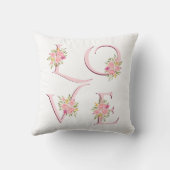 赤面ピンクフローララブタイポグラフィヴァレンティーンズデイ クッション (裏面)