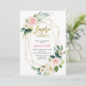 赤面ピンクフローラランジェリーシャワーベビーシャワー 招待状 (スタンド正面)