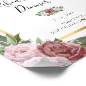 赤面ピンクフローラリハーサルディナーウェルカムサイン ポスター (角)